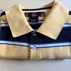 Nike Yellow/Navy Striped Polo Golf Shirt